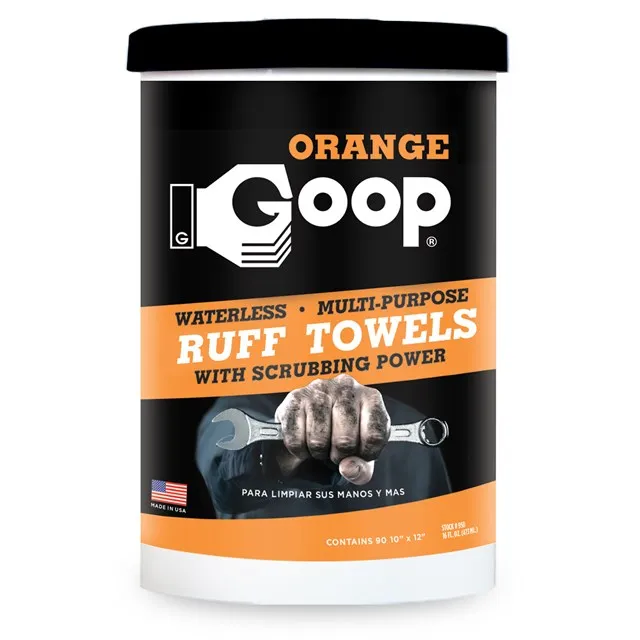 Goop waterless hand cleaner pre-moistened industrial cleaning towels