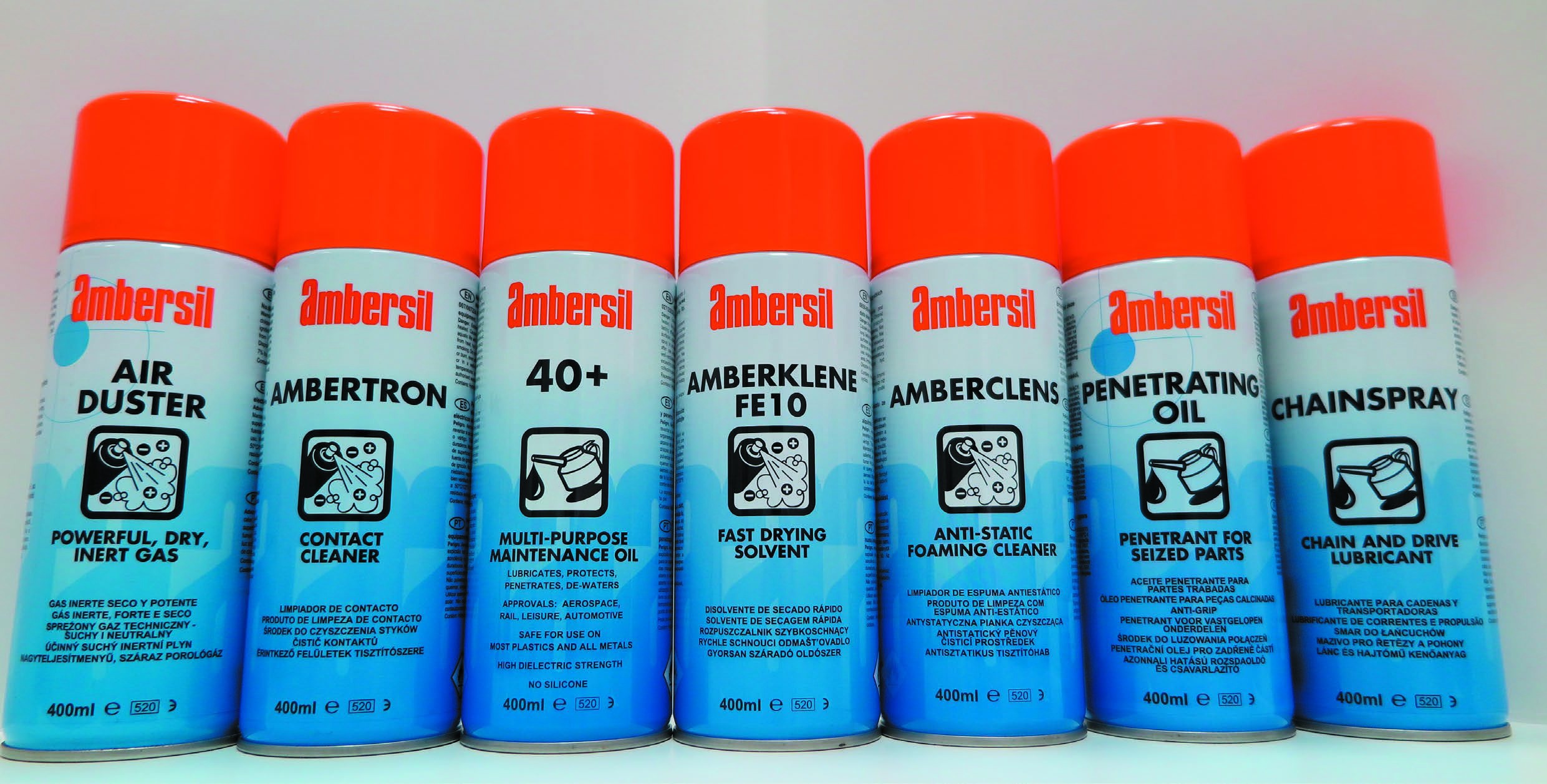 Ambersil MRO Aerosol Range — Cleaners, Lubricants, Solvents